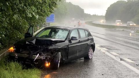 A car crashed on the M4