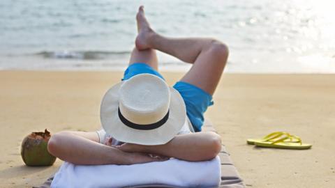 Man sunbathing