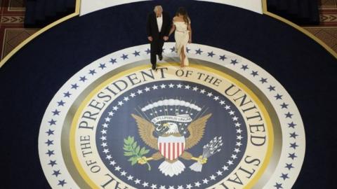 President Donald Trump at the Armed Services ball in Washington following his inauguration, 20 January 2017