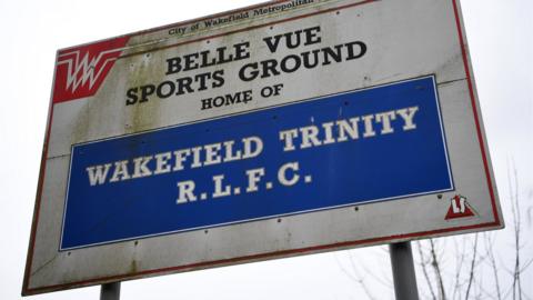 A sign at Belle Vue, home of Wakefield Trinity