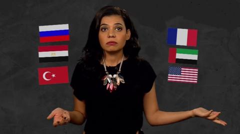 ý reporter and flags of countries involved in Libya