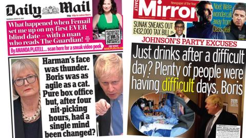 Daily Mail and Daily Mirror front pages