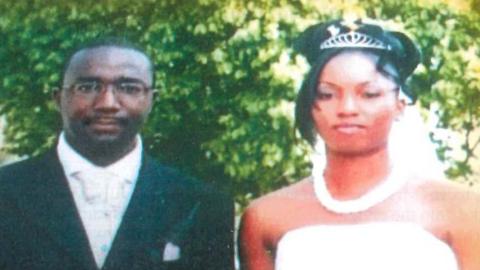 Ifeoma Onwuka with her husband on their wedding day