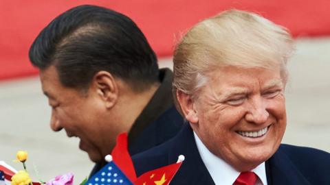 China's President Xi Jinping (L) and US President Donald Trump during a meeting outside the Great Hall of the People in Beijing. Artyom Ivanov/TASS