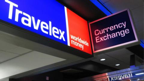 Travelex sign and logo