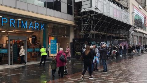 The Primark store in Argyle Street had long queues throughout the morning.