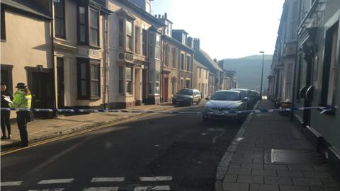 Police cordon in Aberystwyth