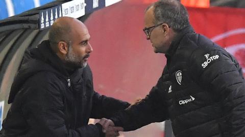 Pep Guardiola and Marcelo Bielsa shake hands