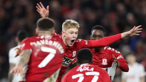 Boro players celebrate