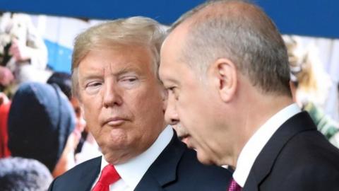 Donald Trump and Recep Tayyip Erdogan in Brussels, July 2018