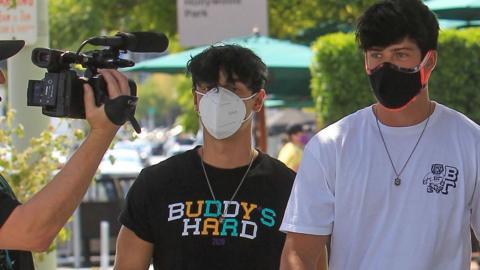 Bryce Hall and Blake Gray are seen on August 20, 2020 in Los Angeles, California