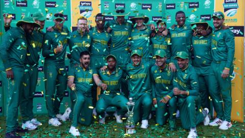 South Africa with the ODI series trophy