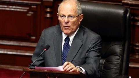 Peru's President Pedro Pablo Kuczynski makes final remarks to lawmakers of the opposition-ruled Congress, in Lima, Peru, December 21, 2017