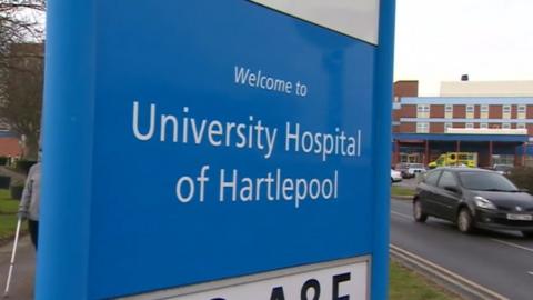 University Hospital of Hartlepool entrance sign