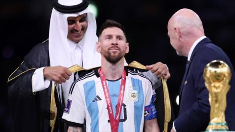 Lionel Messi and Sheikh Tamim