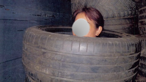 Vietnamese migrants hidden in van-load of tyres