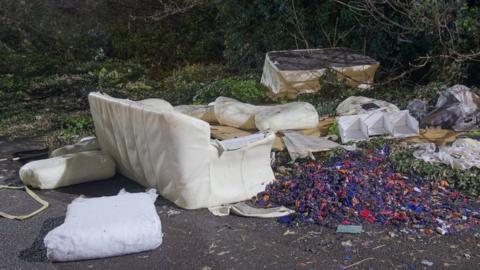 Fly-tipped rubbish in Kent