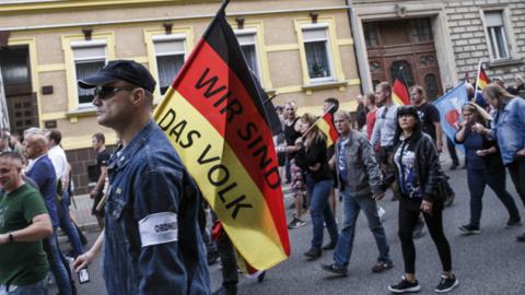 AfD and other nationalists marching in Köthen, 16 Sep 18