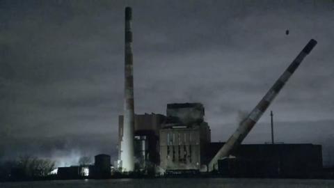 Trenton Channel Power Plant controlled demolition