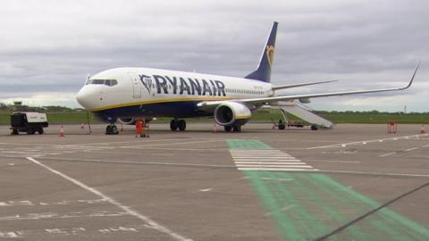 Ryanair plane at Belfast International Airport