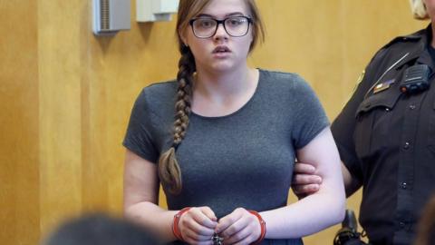 Morgan Geyser is led into the courtroom at Waukesha County Court in the US state of Wisconsin - Friday 19 August 2016