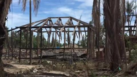 Burned structures in Rakhine state, Myanmar