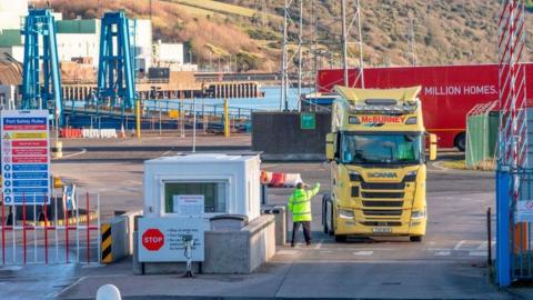 Lorries stopped at Larne