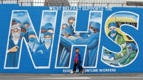 A mural supporting the NHS in west Belfast