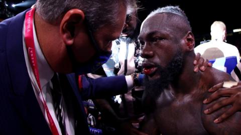 Deontay Wilder is dazed after a knockout