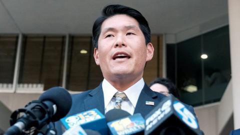 U.S. Attorney Robert Hur speaks to the media after the arraignment of former Baltimore mayor Catherine Pugh, outside of the U.S. District Court, in Baltimore, Maryland, U.S., November 21, 2019.