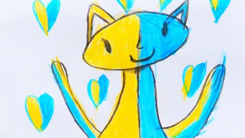 A drawing of a cat
