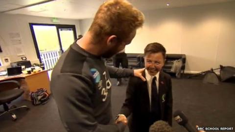 School Reporter Khai with footballer Johnny Russell