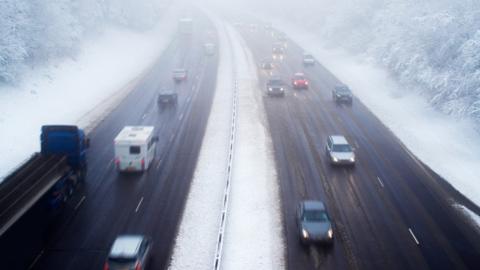 Snow on motorway