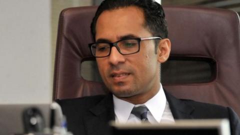 A file picture taken on April 23, 2015, shows Tanzanian businessman Mohammed Dewji at his office in Dar es Salaam