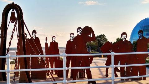 The steel sculpture depicts the crew of trawler