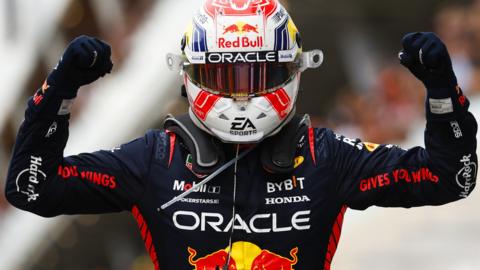 Max Verstappen celebrates winning the Canadian Grand Prix