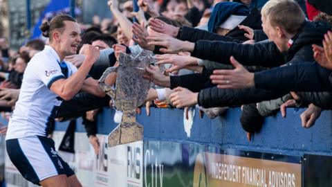 Falkirk's Aidan Nesbitt celebrates with fan