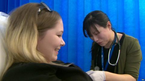 Natalie receives injection