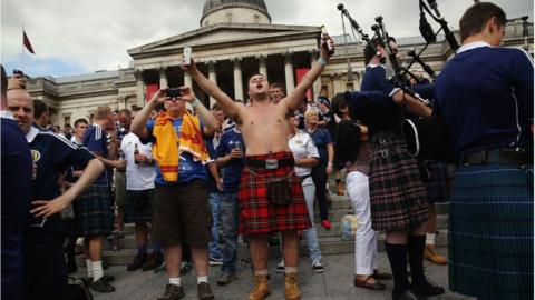 Scotland fans at Trafalgar Square