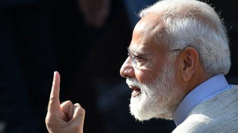 ndian Prime Minister Narendra Modi displays his ink-marked finger after casting his vote during the third phase of general elections at a polling station in Ahmedabad on April 23, 2019