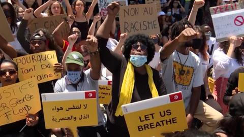 Black Arabs protesting in Tunis, capital of Tunisia