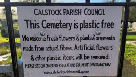 Sign at Calstock cemetery