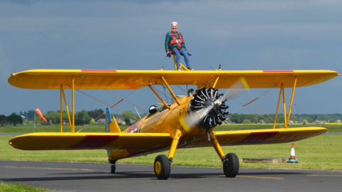 The wing walk took place at Leeds East Airport