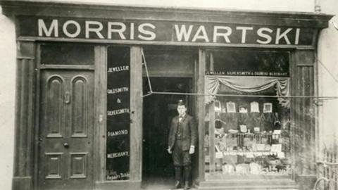 Old photograph of the Wartski shop in Bangor