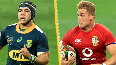 A split picture of Cheslin Kolbe and Duhan van der Merwe