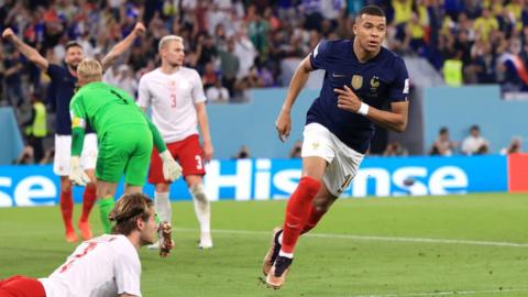 Kylian Mbappe celebrates