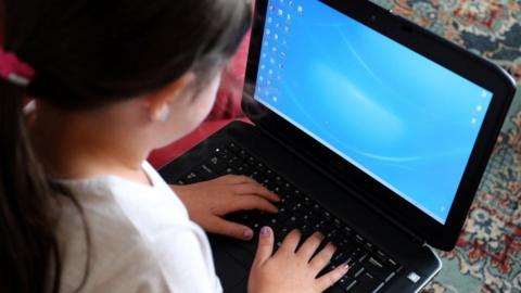 Girl using computer