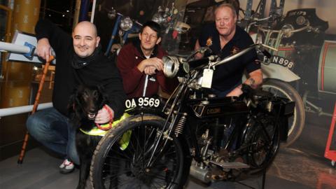 Wayne Thompson, Tim Seeley & David Brooks with the restored 1914 Cyclone