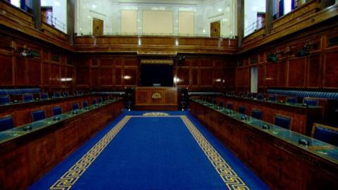 Empty Stormont chamber