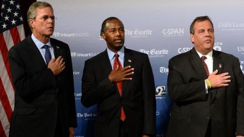 Jeb Bush, Ben Carson and Chris Christie at a New Hampshire forum.